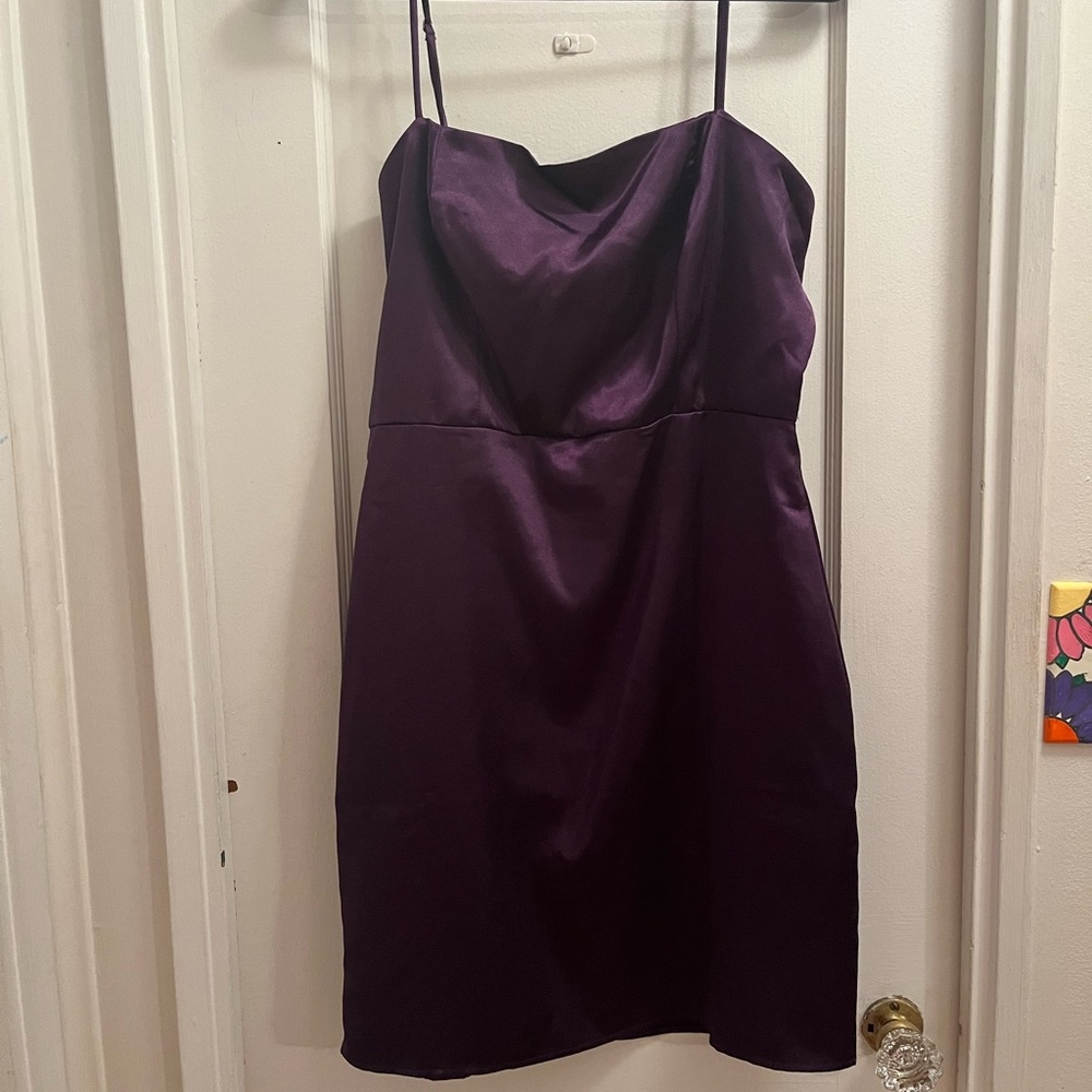 Lulus Emalee Purple Satin Mini Dress